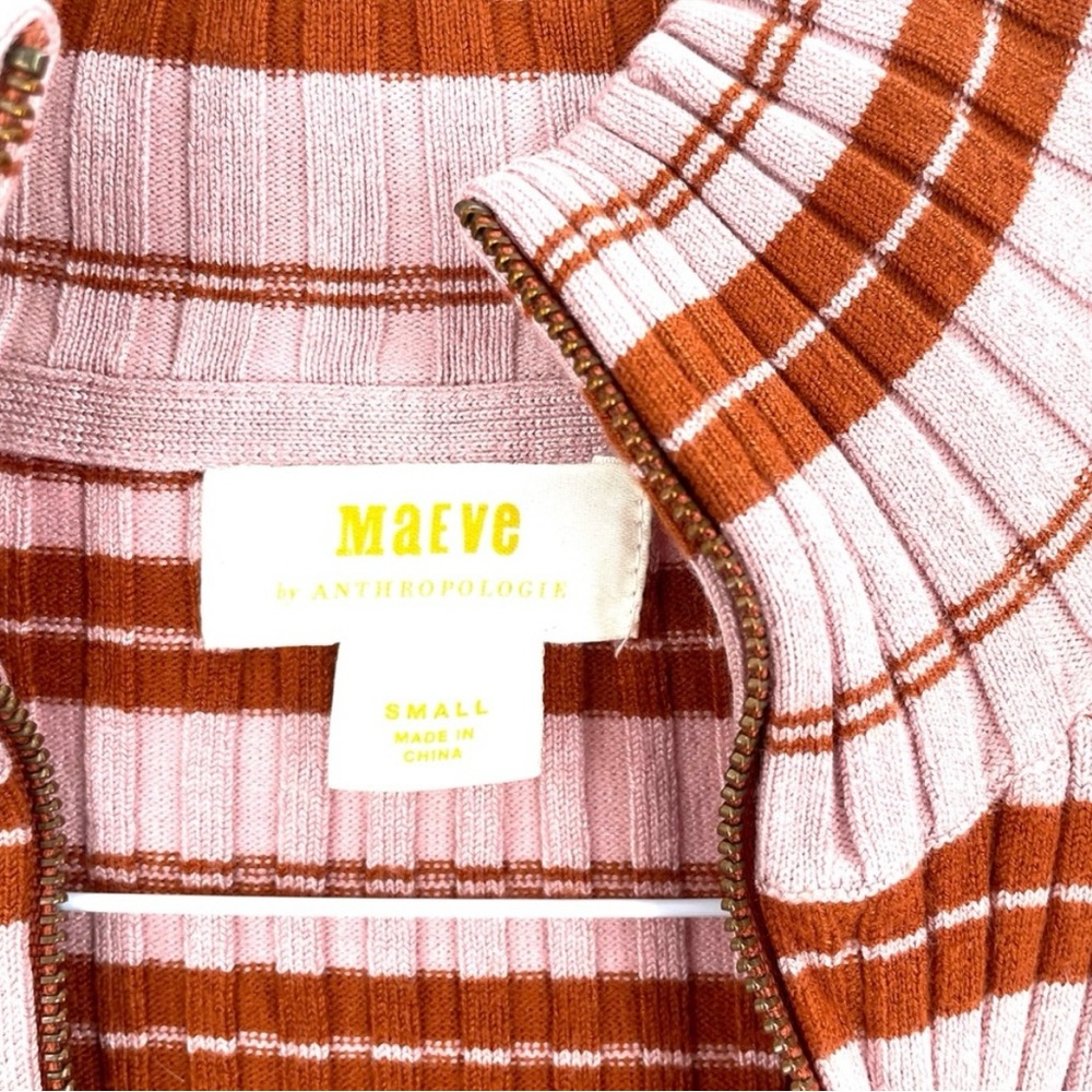 Anthropologie Maeve Striped Sweater with 1/4 Zip Collar - Timeless! - Picture 4 of 5